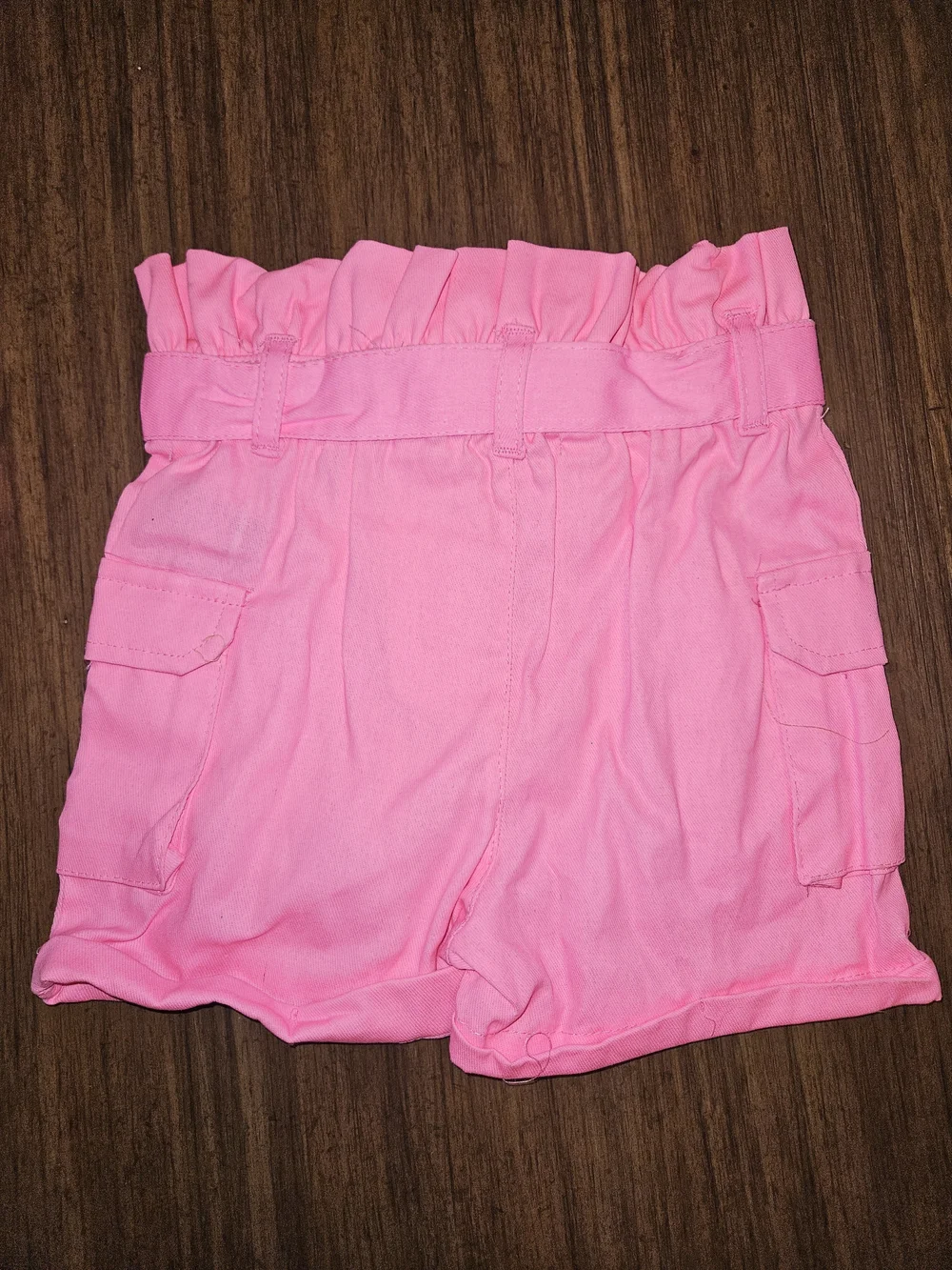 Girls Pink Button-Front Vest & Paperbag Waist Shorts Set